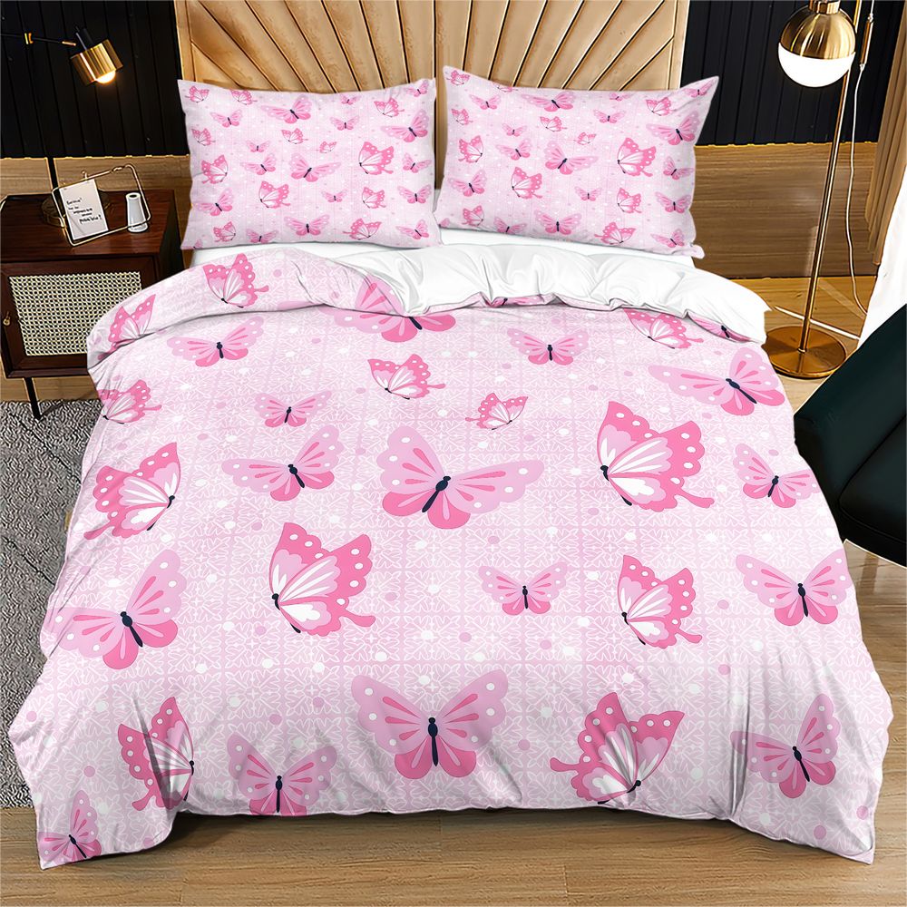 Aesthetic Floral Duvet Cover - 나비 이불 커버 세트 미적 꽃무늬