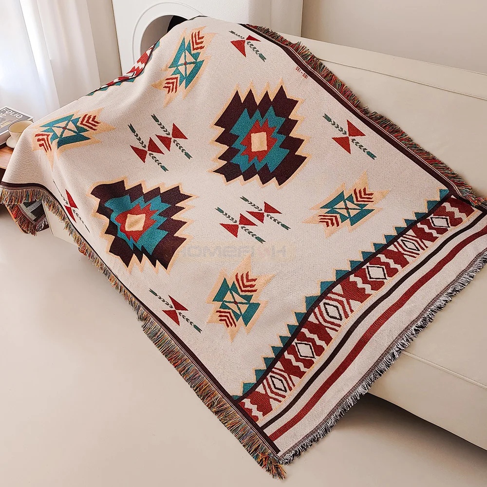 Boho Throw Blanket Fringe - 아즈텍 블랭킷 오버사이즈 보헤미안 담요 프린지