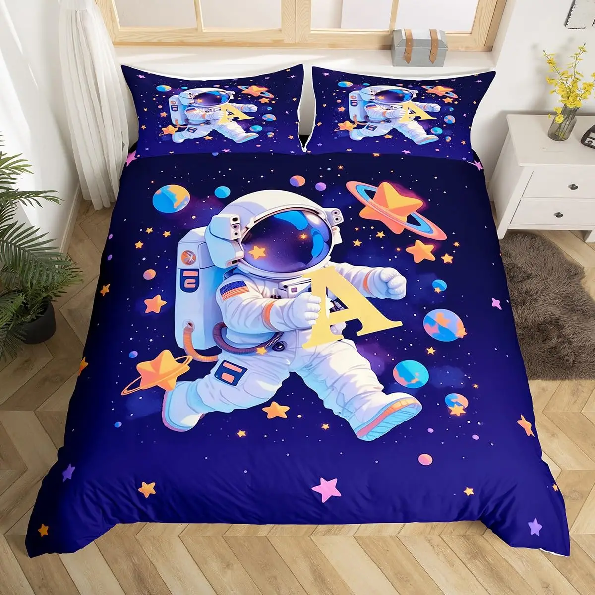 Duvet Cover Sets With Zipper - 우주 비행사 이불 커버 세트 만화