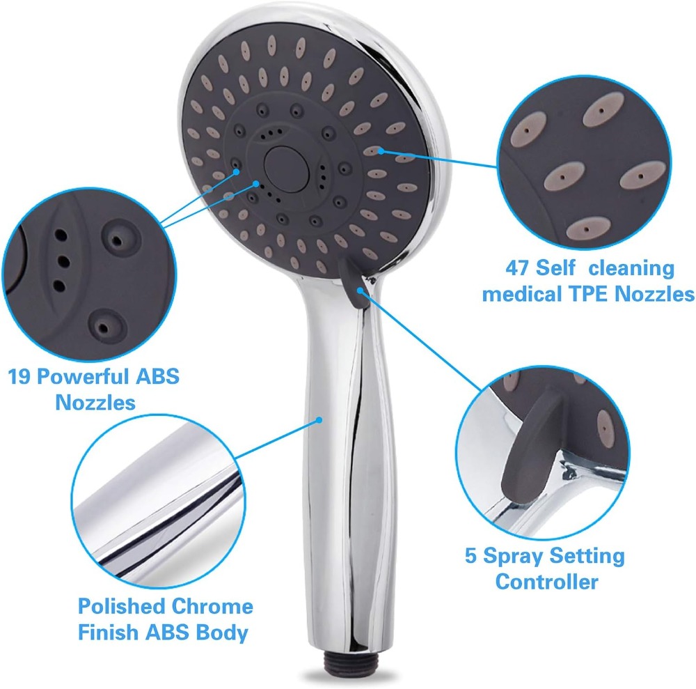 5단계 고압 핸드헬드 샤워헤드(59인치 스테인리스 스틸 - High Pressure Shower Head Handheld 리뷰 및 가격