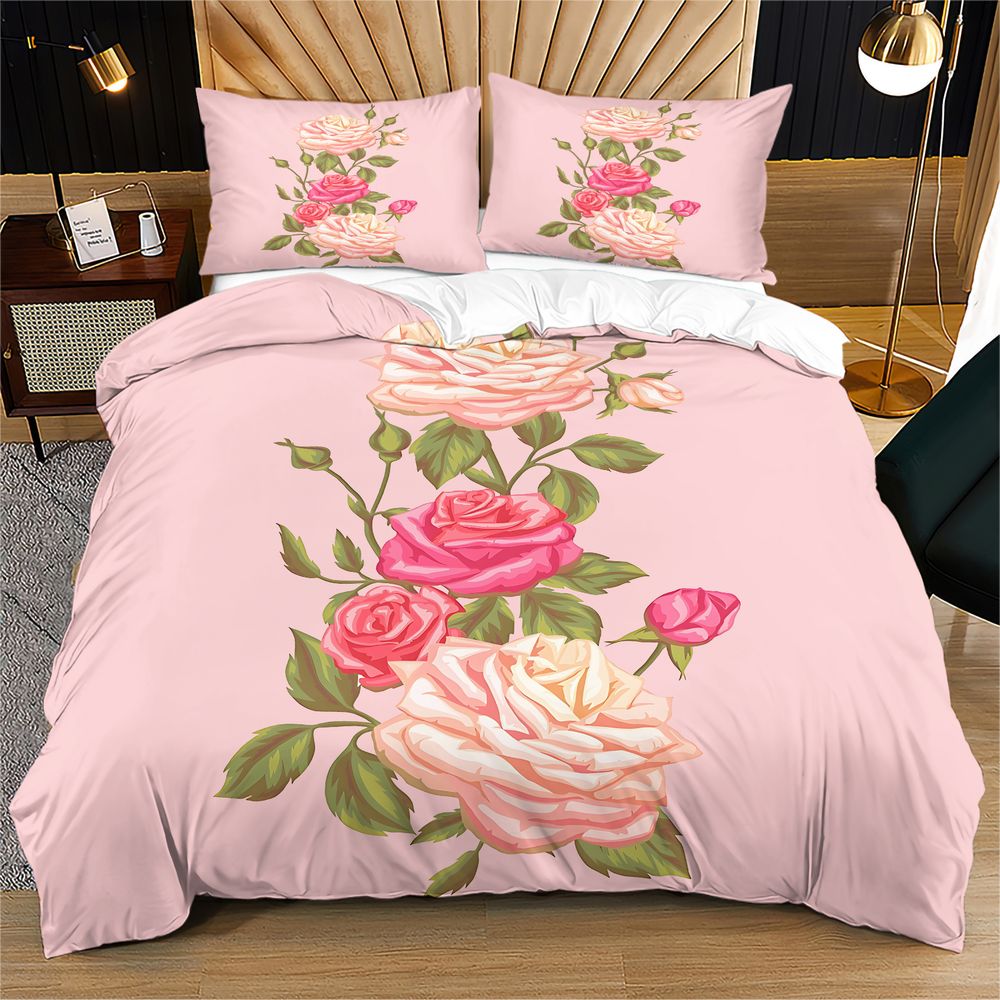 부드러운 핑크 장미 꽃무늬 이불 커버 세트 이불 커버  - Aesthetic Floral Duvet Cover 리뷰 및 가격