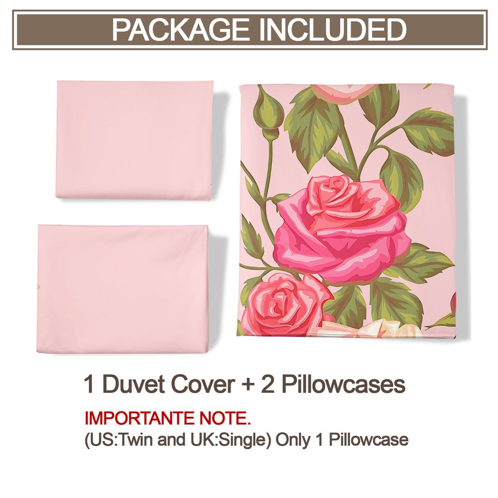부드러운 핑크 장미 꽃무늬 이불 커버 세트 이불 커버  - Aesthetic Floral Duvet Cover 리뷰 및 가격