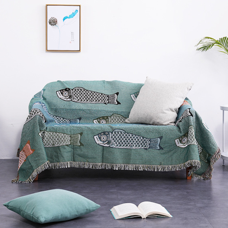 섬유 도시 Ins 현대 간단한 잉어 물고기 패턴 소파  - Boho Throw Blanket Fringe 리뷰 및 가격