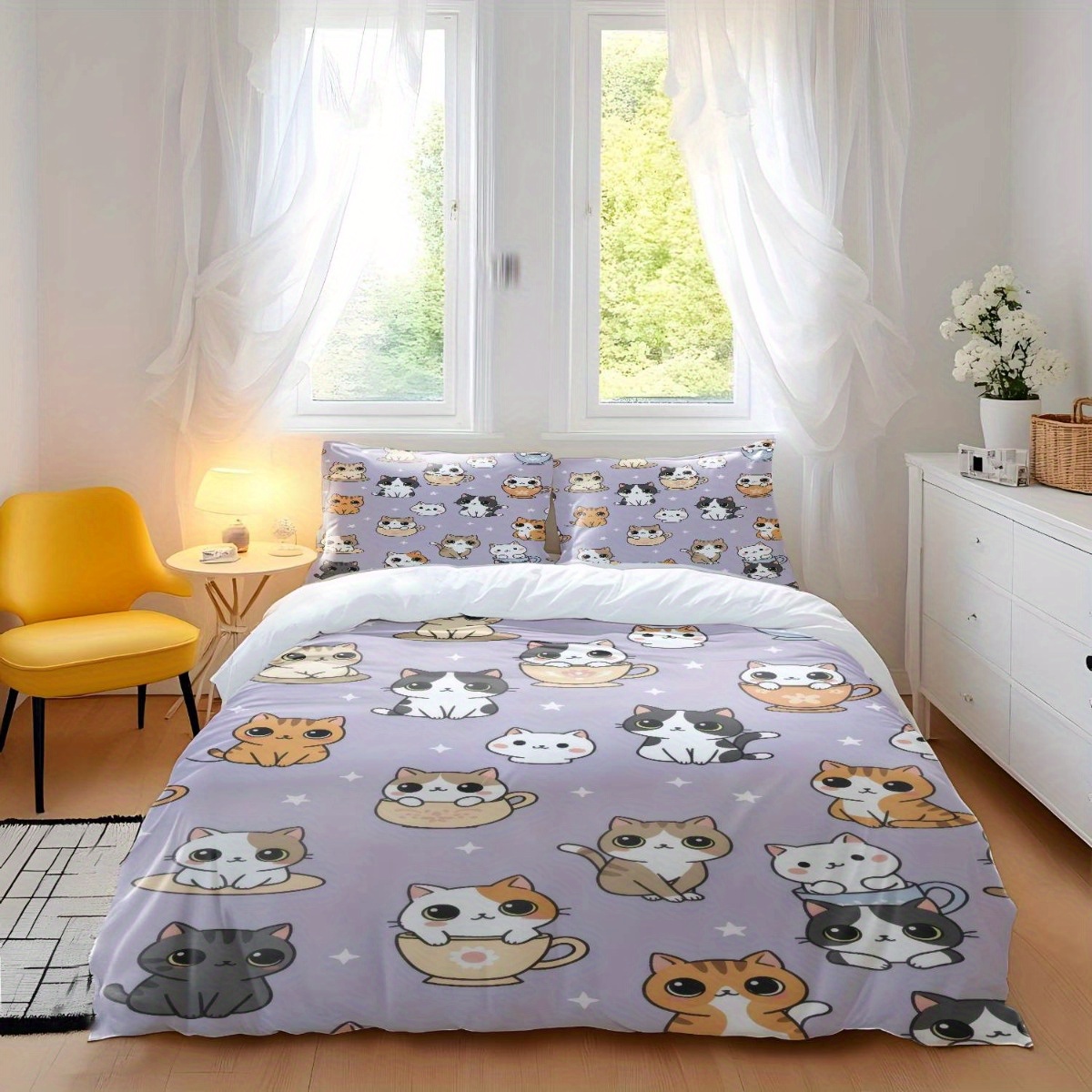 부드러운 이불 커버 세트 3종, 2D 플랫 프린트 이불 - Duvet Cover Sets With Zipper 리뷰 및 가격