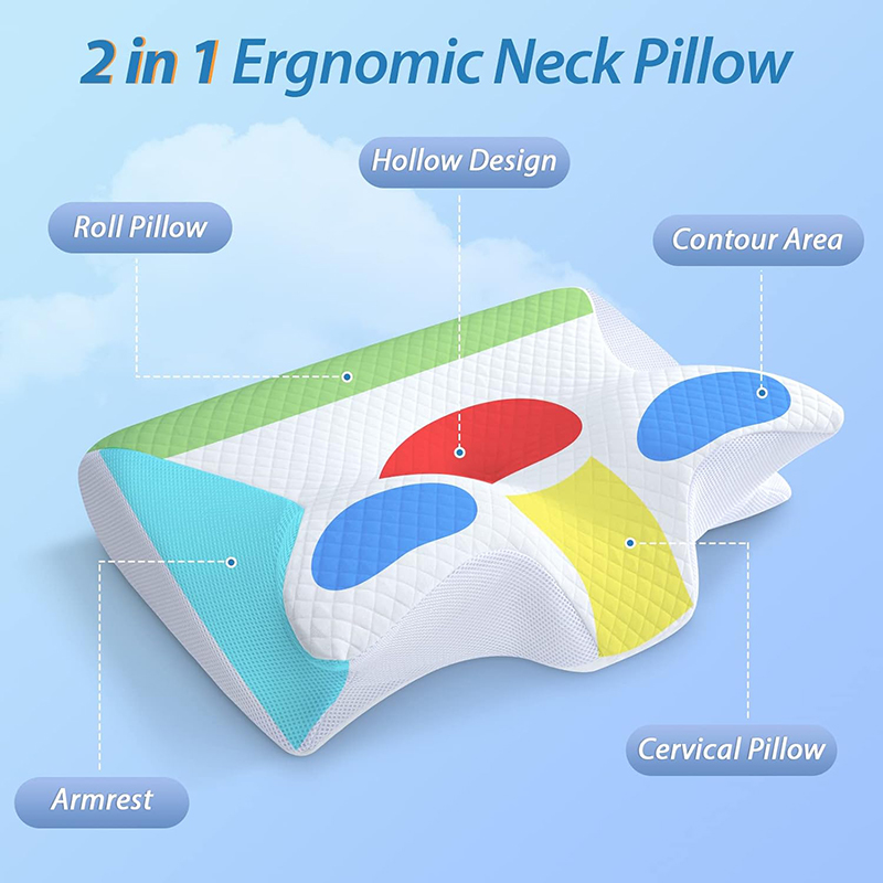 새로운 메모리폼 경추 베개 2 in 1 인체공학적 컨투 - Memory Foam Orthopedic Pillow Neck Pain 리뷰 및 가격