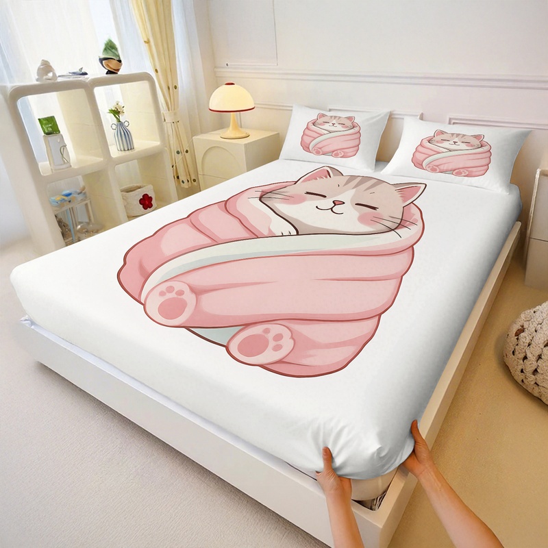 귀여운 커피 펭귄 프린트 피티드 시트 세트 만화 침대  - Fitted Bed Sheets Deep Pocket 리뷰 및 가격