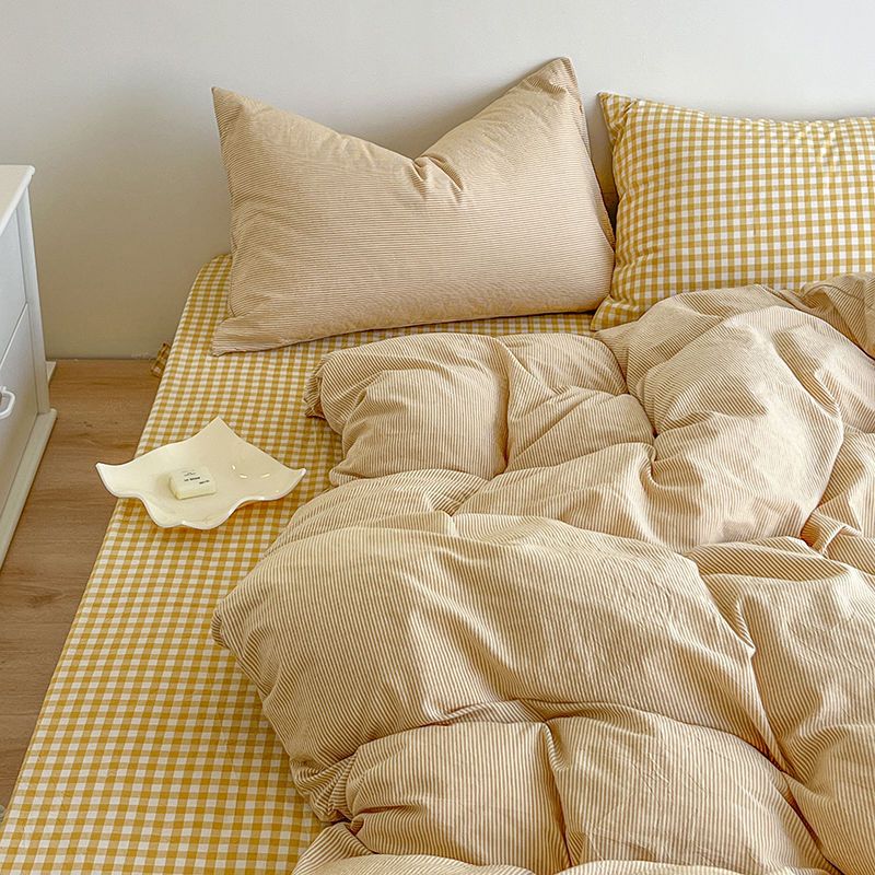 지퍼가 달린 북유럽 이불 커버 세트, 심플 격자 무늬  - Duvet Cover Sets With Zipper 리뷰 및 가격