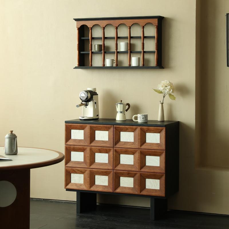 중세풍 6단 캐비닛, 대비되는 색상의 원목 블랙 수납장 - Storage & Organization 리뷰 및 가격