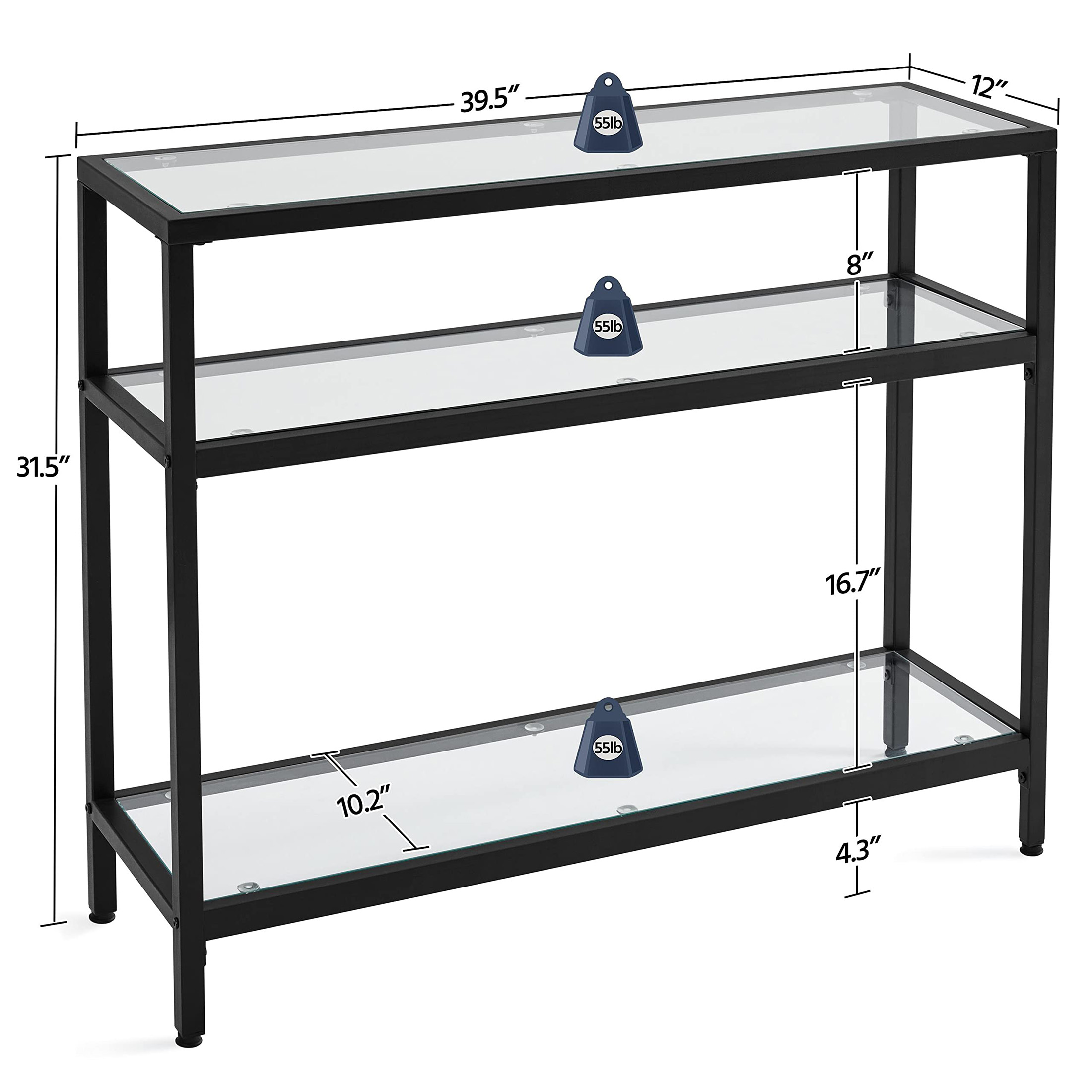 콘솔 테이블, 금속 프레임 및 강화유리 소파 테이블,  - Storage & Organization 리뷰 및 가격