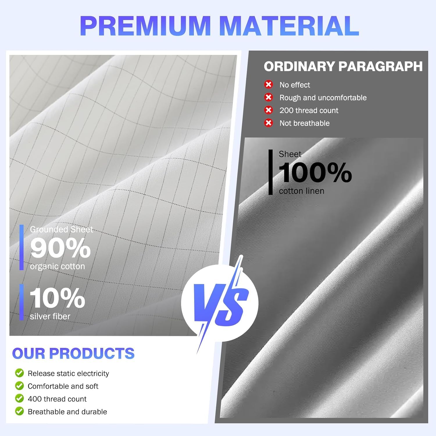 접지 시트 90% 유기농 면+10% 순은 딥 포켓 피티 - Fitted Bed Sheets Deep Pocket 리뷰 및 가격