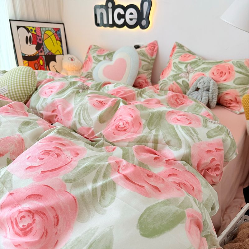 핑크 로즈 이불 커버 세트 지퍼 패션 걸스 3 4pcs - Duvet Cover Sets With Zipper 리뷰 및 가격