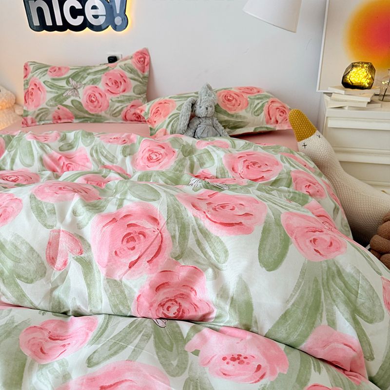 핑크 로즈 이불 커버 세트 지퍼 패션 걸스 3 4pcs - Duvet Cover Sets With Zipper 리뷰 및 가격
