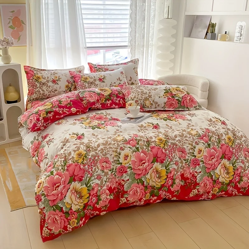 지퍼 잠금 장치가 있는 꽃무늬 이불 커버 세트 - 3피 - Duvet Cover Sets With Zipper 리뷰 및 가격