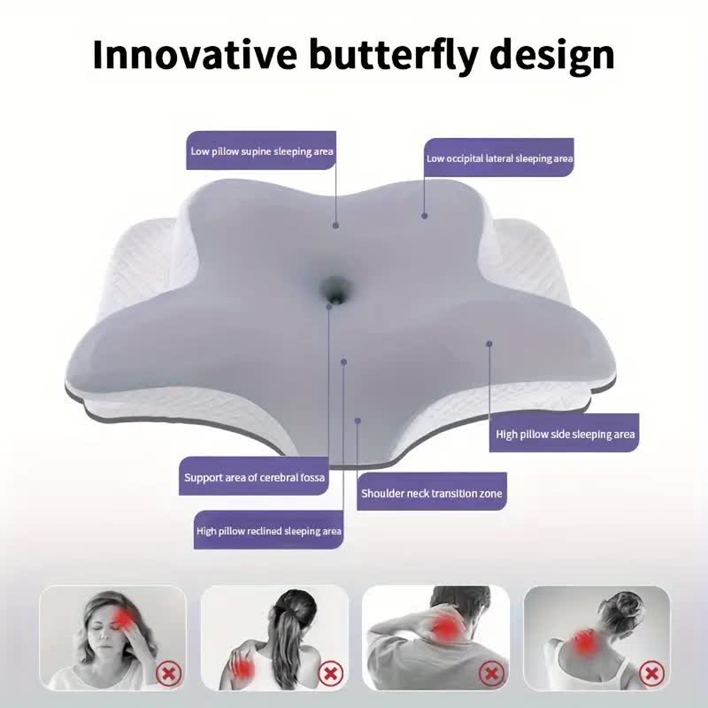 메모리 폼 베개 나비 모양의 편안한 자궁 경부 느린 리 - Memory Foam Orthopedic Pillow Neck Pain 리뷰 및 가격