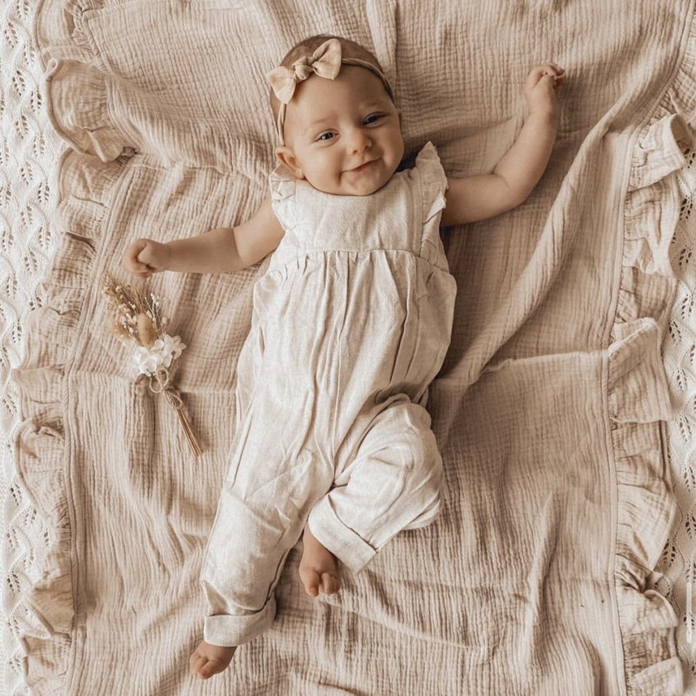 INS Ruffled Muslin 아기 Swaddle  - Muslin Cotton Bedspread 리뷰 및 가격